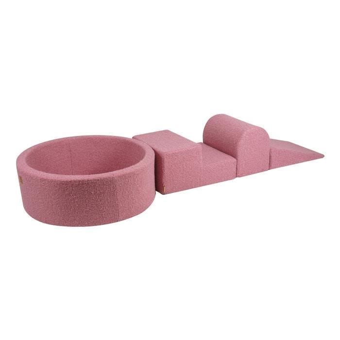 MeowBaby® Parcours Motricité 3 éléments avec Piscine à Balles 90x30cm, Boucle Rose: Sans Boules