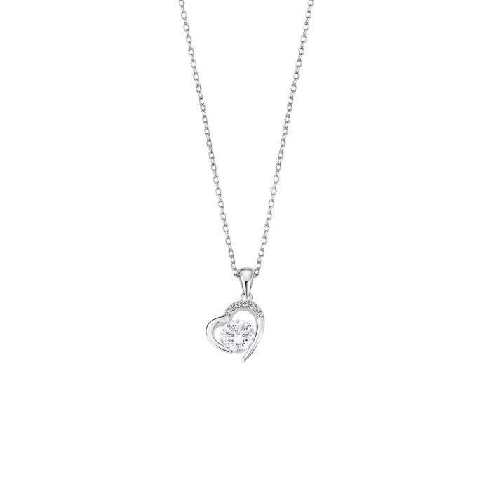 Collier femme - Lotus - Argent - Oxyde de zirconium - Coeur - Élégant et discret