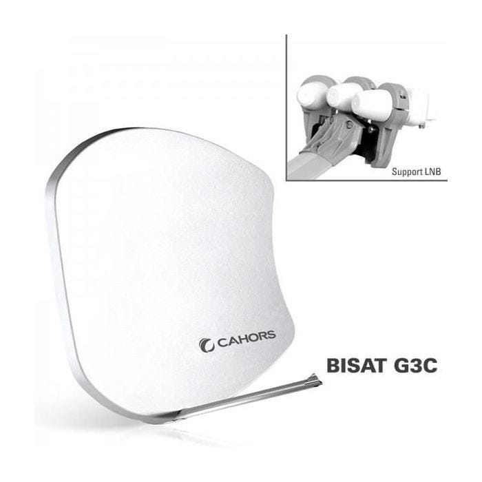 Parabole - CAHORS - BISAT G3C - Multisatellite - 3 LNB - Gris