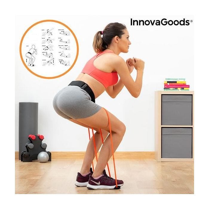 Ceinture avec bandes de résistance - InnovaGoods - Bootrainer - Fitness - Mixte - Noir