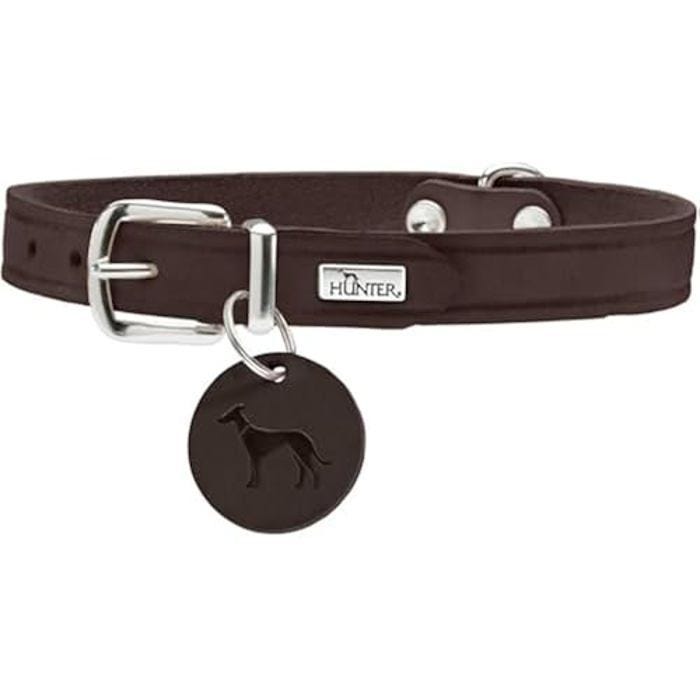 Collier - HUNTER - Aalborg - Cuir de Vache véritable - Doux - Marron foncé - 38 à 47 cm