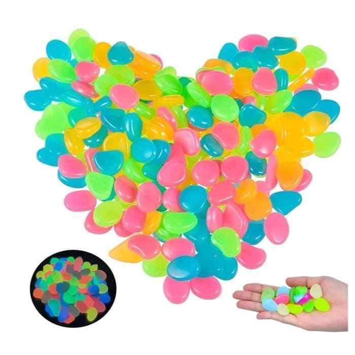 300 Pièces Pierres Lumineuses, Galet Lumineux,Cailloux Fluorescents, Pierres Décoration,Aquarium Lumineux Coloré, Brillant obscurité