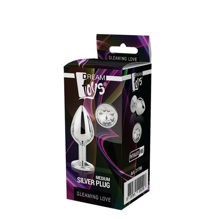 Plug Dream Toys-Médium de bouchon argenté étincelant