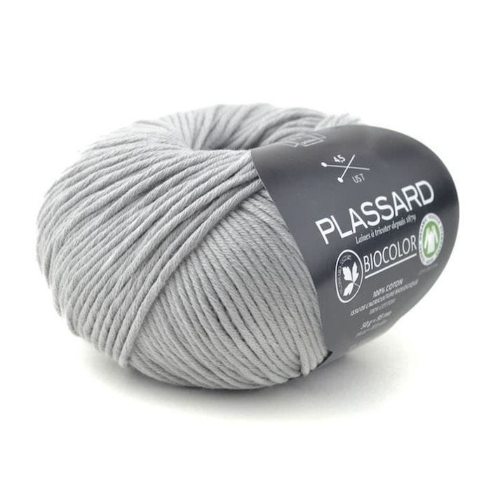 Fil à tricoter - Plassard - BioColor 10 - 100% coton bio - Couleur Gris - Fabriqué en Italie