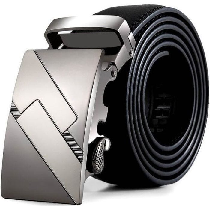 Ceinture Homme en Cuir - Fashion - Boucle Automatique - Noir