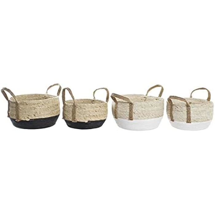 Ensemble de paniers - DKD Home Decor - Standard - Blanc et Noir - Fibre - 33x33x20 cm