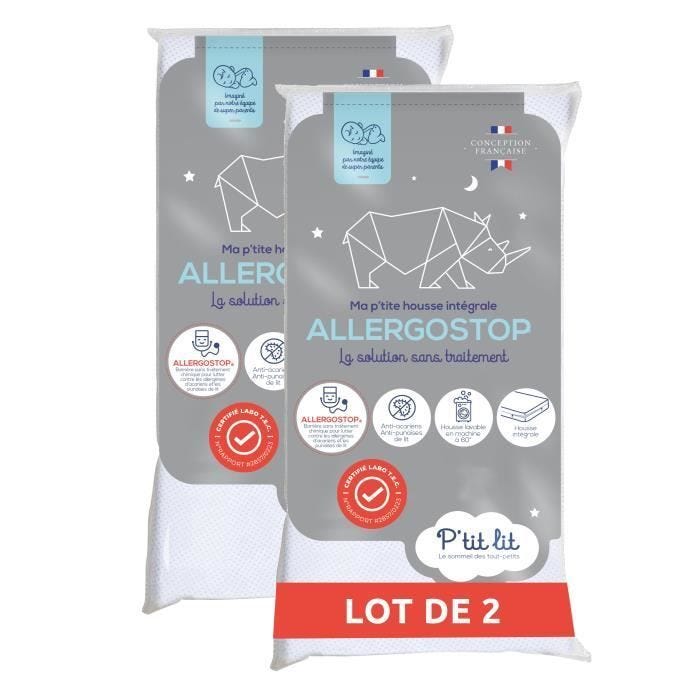 Lot de 2 Protèges Matelas Bébé Allergostop® - 60x120 cm - Contre les Punaises de Lits et les Acariens - Housse complète Imperméable