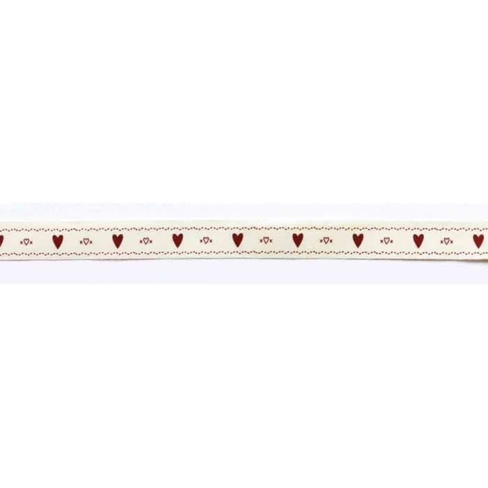 Ruban en coton - MÉGACRÉA - Cœurs rouges - 1,5 cm - 2 m - Créations DIY