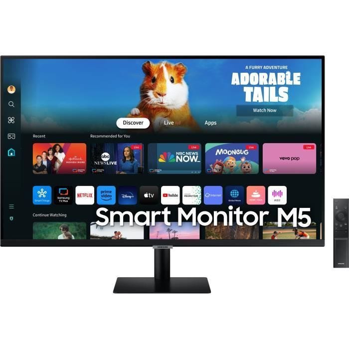 Écran PC - SAMSUNG - SMART MONITOR M5 CM500 - 27" FHD - Dalle VA - 60Hz - HDR10 - HDMI - Enceintes - Noir
