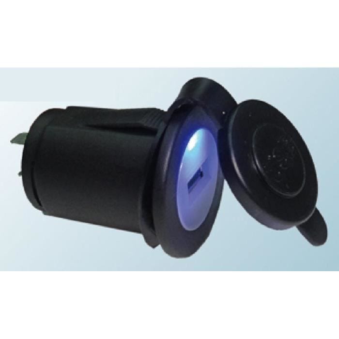 Alimentation Allume-cigare/USB - 5V/2.1A - Clapet/LED - Noir - ADNAuto