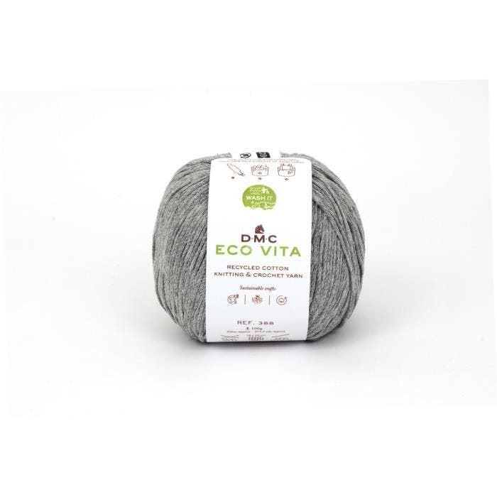 Fil Coton Recyclé - DMC - 3mm - 100g - Gris - Tricot et Crochet - Eco Vita