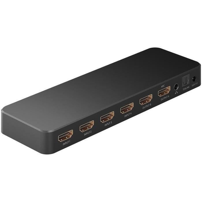 Commutateur HDMI - goobay - 58479 - 4x2 - 4K 60 Hz - Télécommande incluse