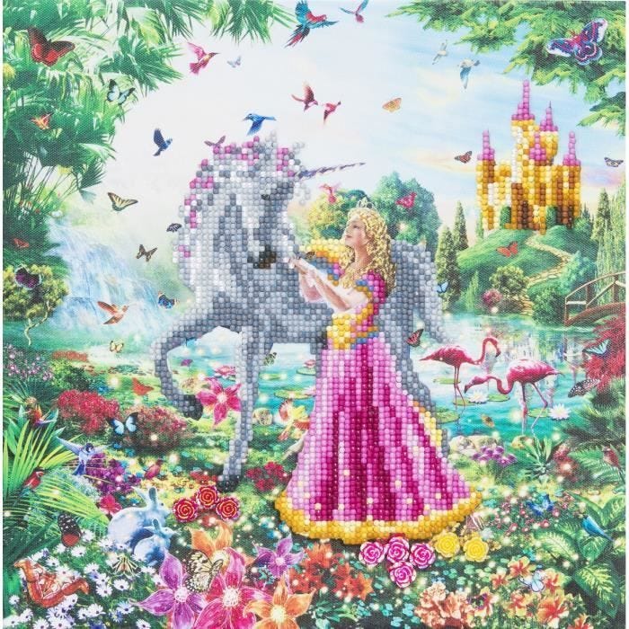 Tableau Strass Diamant Crystal Art Princesse 30cm - Kit Diamant - Carré - Contemporain Design - Pour les enfants