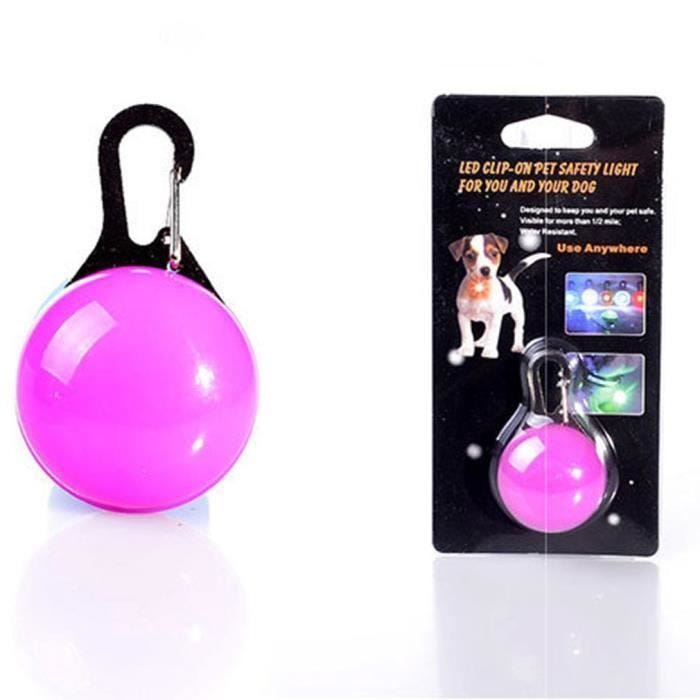Collier LED pour Chien - Mignon - Pendentif Ronde - Imperméable - Rose - Écologique