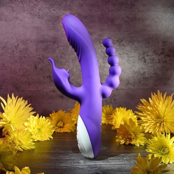 Vibromasseur Lick Me Triple Stim Vibe - Violet - EVOLVED - 3 moteurs - 8 modes - Silicone ultra-doux