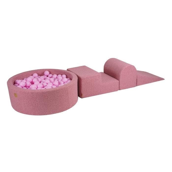 MeowBaby® Parcours Motricité 3 éléments avec Piscine à Balles 90x30cm, Boucle Rose: Rose Pastel