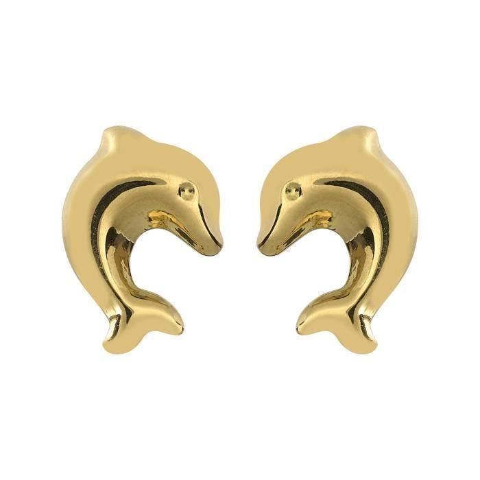 Toutes les boucles d'oreilles enfant - BRILLAXIS - Boucles d'oreilles à vis Brillaxis dauphin tout en or - Couleur de la matière:Ja