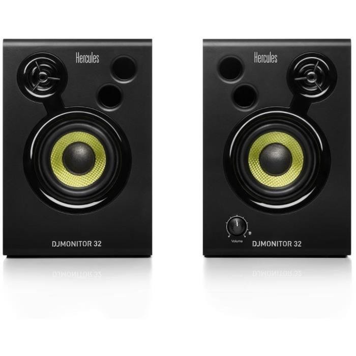 HERCULES DJMONITOR 32 - Enceintes de monitoring actives - 2 x 15W RMS - Woofer de 3" - Effet Stéréo - Noir