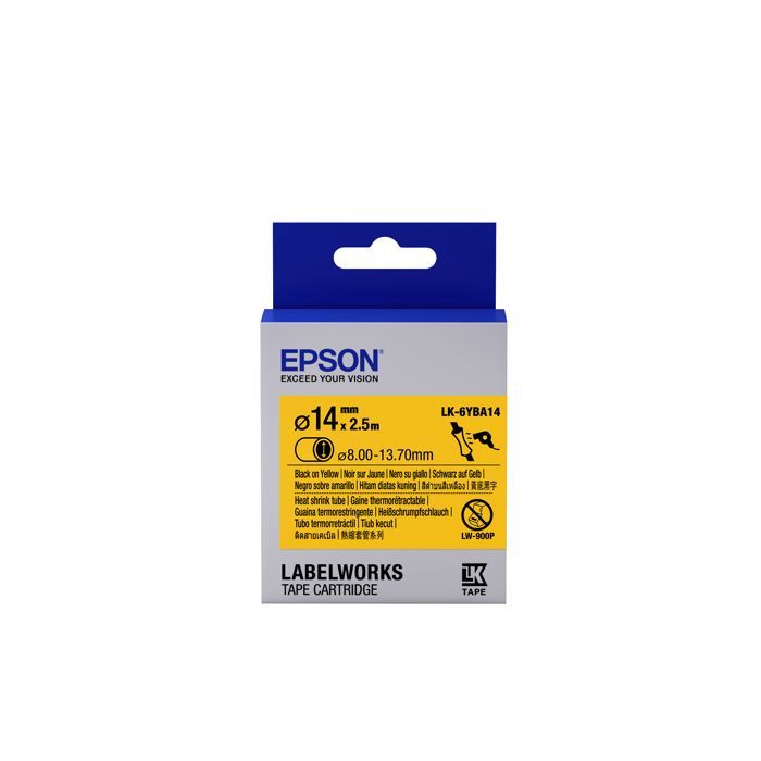 Epson LabelWorks LK-6YBA14 Noir sur jaune Rouleau (1,4 cm x 2,5 m) 1 rouleau(x) tube pour LabelWorks LW-1000, LW-300, LW-400,…