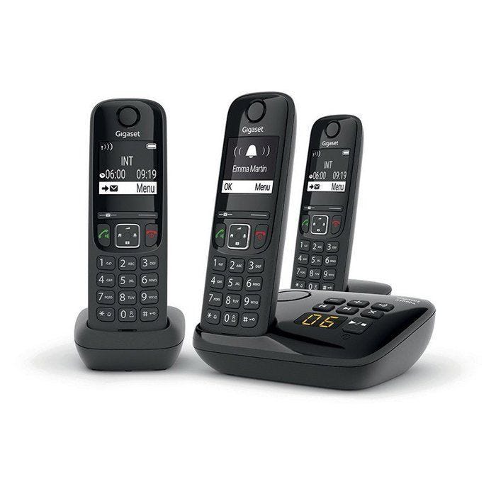 GIGASET Téléphone Fixe AS690 A Trio Noir