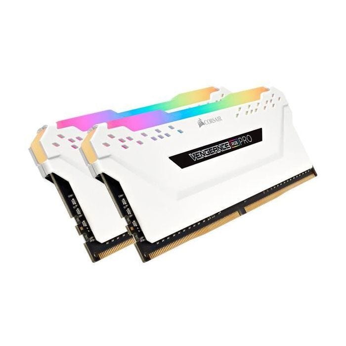 Mémoire RAM - CORSAIR - Vengeance RGB Pro Series DDR4 - 16GB 2x8GB DIMM - 3200 MHz - 1.35V - Blanc (CMW16GX4M2C3200C)