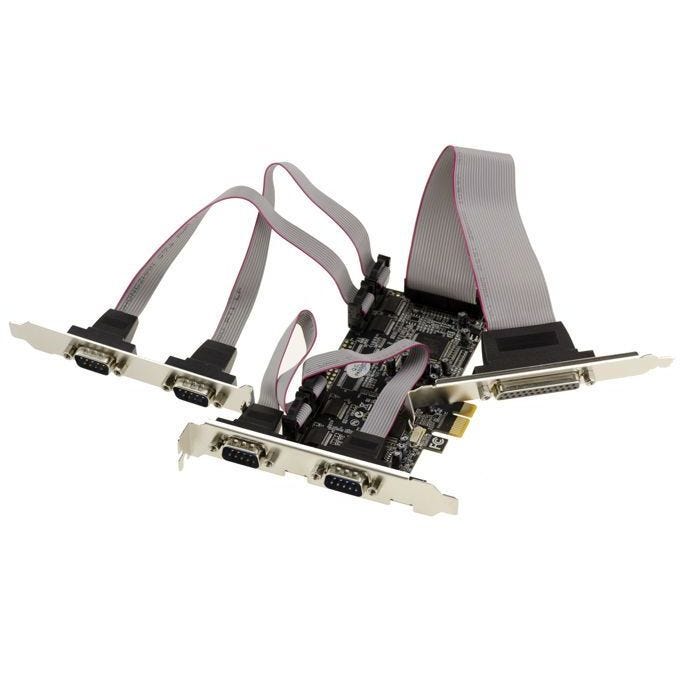 Carte contrôleur PCIe Parallèle IEEE1284 DB25 LPT SPP ECP et 4 ports série COM RS232 DB9 avec Chipset Moschip MCS9900 MCS9922