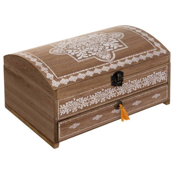 Boîte à Couture - Idylle Folk - 25cm - Naturel - Marron - MDF