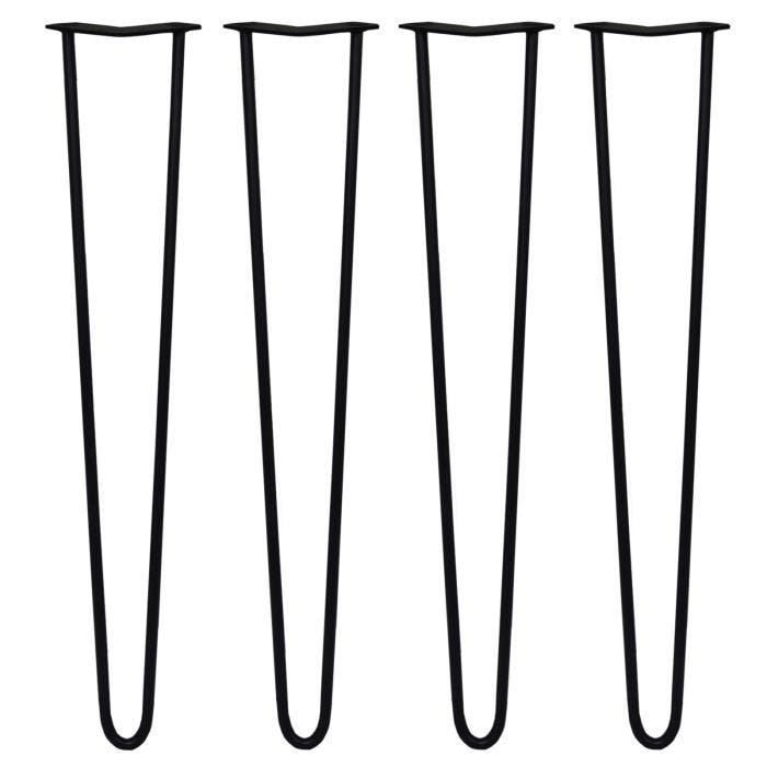 SKISKI LEGS 4 Pieds de Table en Épingle à Cheveux 71cm 2 Tiges en Acier Noir Épaisseur 12mm