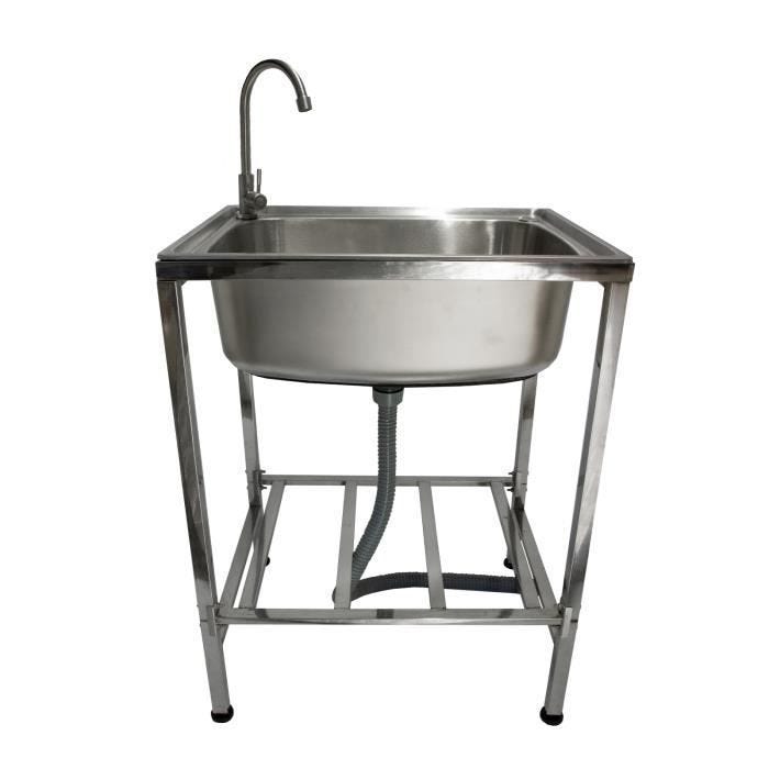 Évier de Camping - Monster Shop - Acier Inoxydable - Portable - Robinet Pivotant 360° - Pieds Réglables