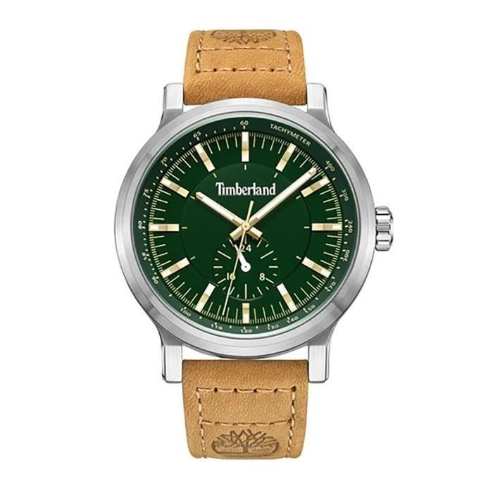Montre - TIMBERLAND - Discoll - Cadran vert - Bracelet cuir beige - Boîtier acier inoxydable