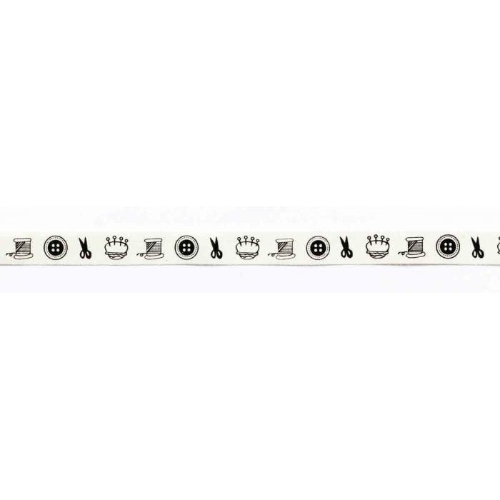 Ruban coton couture - MÉGACRÉA - Noir - 1,5 cm - 2 m - Idéal pour loisirs créatifs