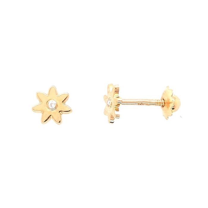 Toutes les boucles d'oreilles enfant - BRILLAXIS - Boucles d'oreilles à vis Brillaxis fleur 18 carats - Couleur de la matière:Jaune