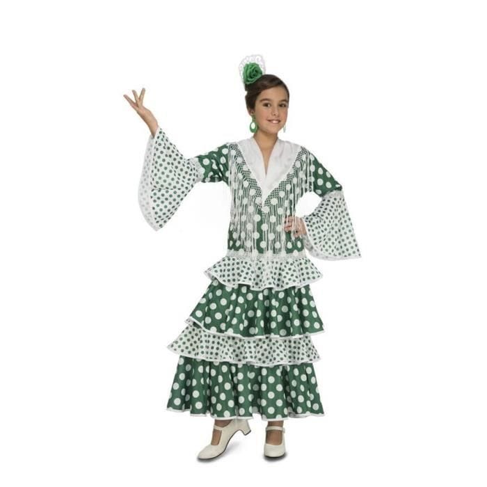 Déguisement Flamenco Feria pour fille - Disfrazzes - Robe verte - 5 ans et plus