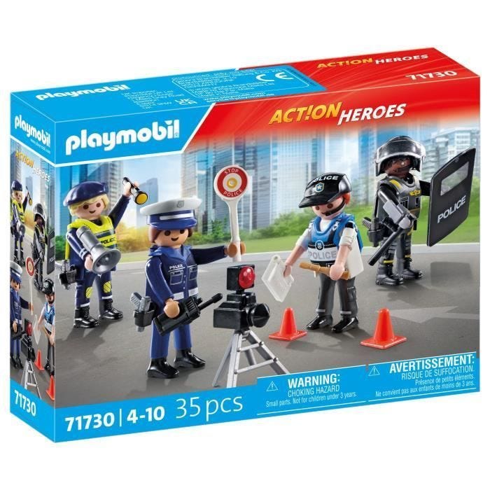 PLAYMOBIL 71730 Set métiers de la police 4 policiers, Action Heroes, Les policiers, 35 pièces, Dès 4 ans
