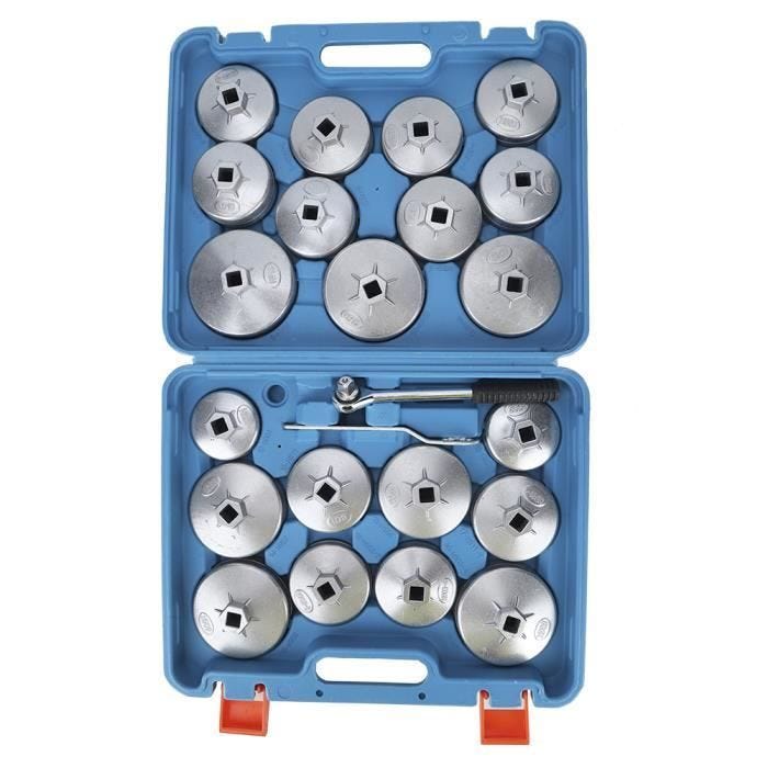 Akozon Clé pour filtre à huile 23pcs Kit d'Outils de Dissolvant Adaptateur de Douille de Retrait de Clé de Filtre à Huile Type