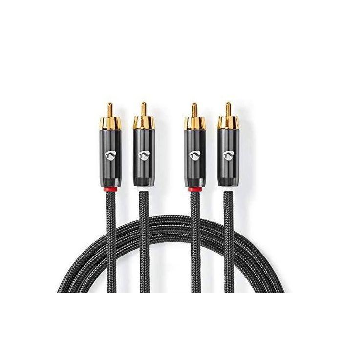 Câble audio stéréo Nedis - 2X Cinch-Stecker - 2X Cinch-Stecker - Stahlgrau - Verstärktes Kabel