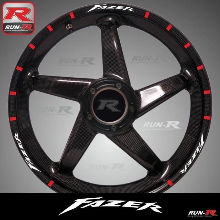 Stickers de jantes Yamaha Fazer blanc/rouge - pack complet pour 2 roues