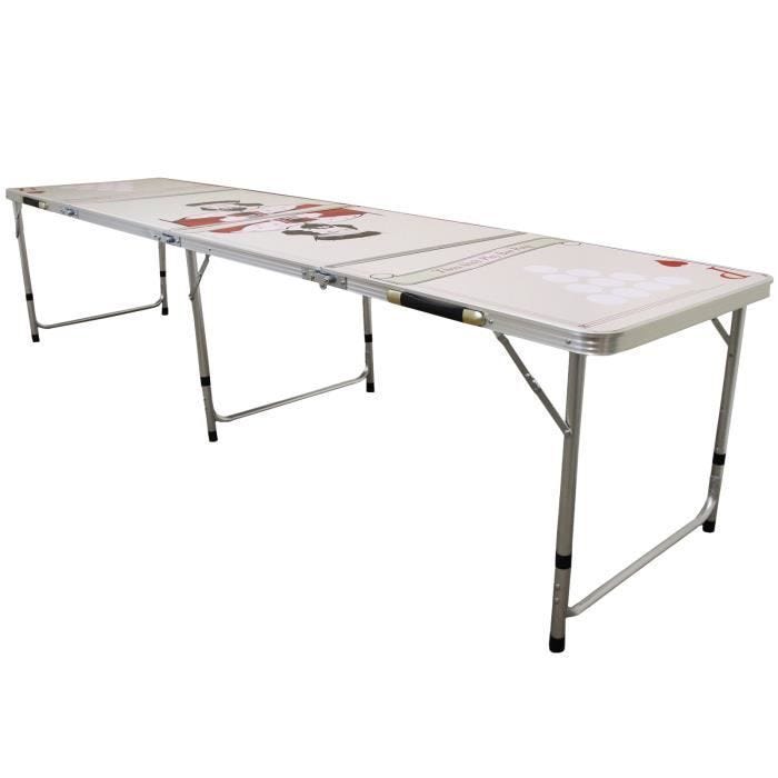 Table de Beer Pong - MONSTERSHOP - 240 cm - Imperméable - Pliable - Aluminium