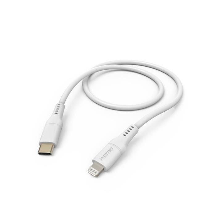 CÂBLE DE CHARGE ''FLEXIBLE'', USB-C - LIGHTNING, 1,5 M, SILICONE, BLAN