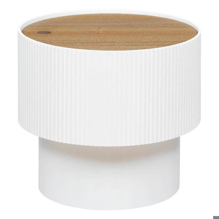 Table à café "Enola" en placage frêne D38,5cm blanc - Blanc - Atmosphera createur d'interieur