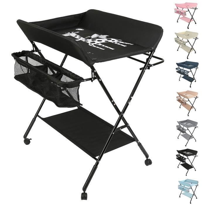 Table à Langer Pliable et Portable, Table à Langer Pliante Chambre Bébé Réglable en Hauteur (Gris)
