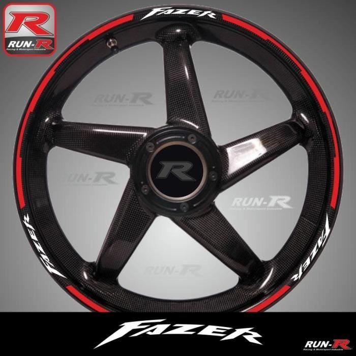 Stickers de jantes Yamaha Fazer blanc/rouge - pack complet pour 2 roues
