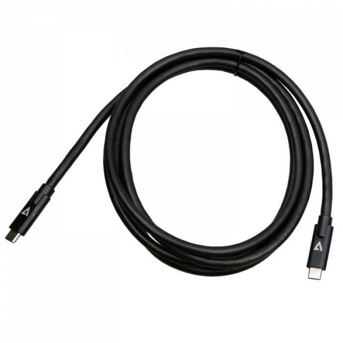 V7 - USB-Kabel - USB-C (M) bis USB-C (M) - USB 3.2 Gen 2 - 3 A - 2 m - 4K Unterstützung - Schwarz - V7USBC10GB-2M