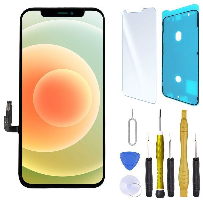 Ecran Remplacement pour iPhone 12 Avec Joint d'ecran + Verre Trempe et Outils