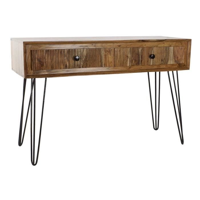 Conole style moderne marron, noir bois, métal 118 cm