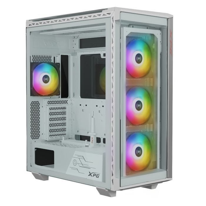 Armoire Gamer - XPG - BATTLECRUISER II - E-ATX - 4 Ventilateurs ARGB - Verre Trempé Blanc