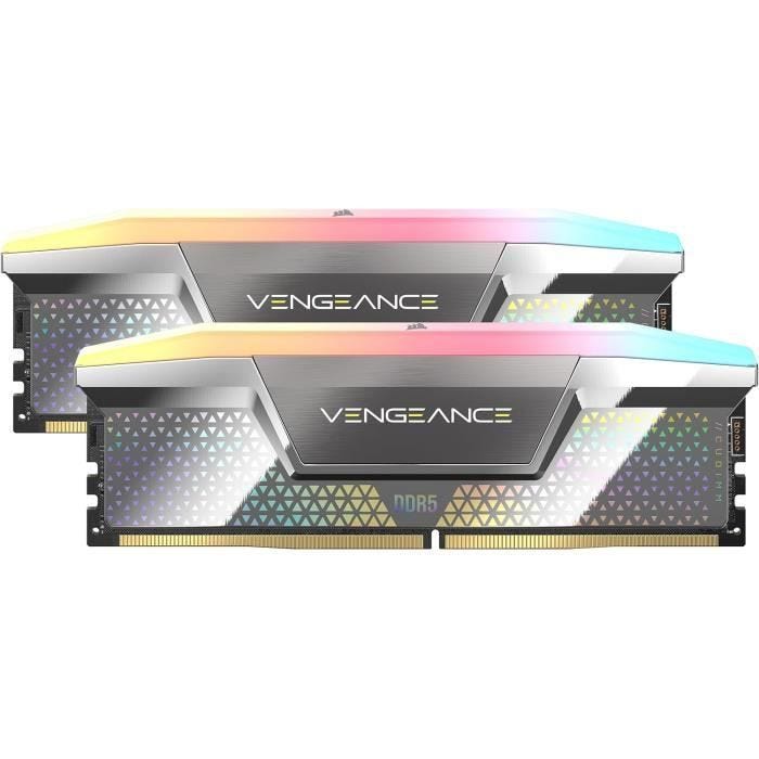 Mémoire DDR5 - CORSAIR - Vengeance RGB - 48Go (2x24Go) - 8200MHz - CL40 - Argent
