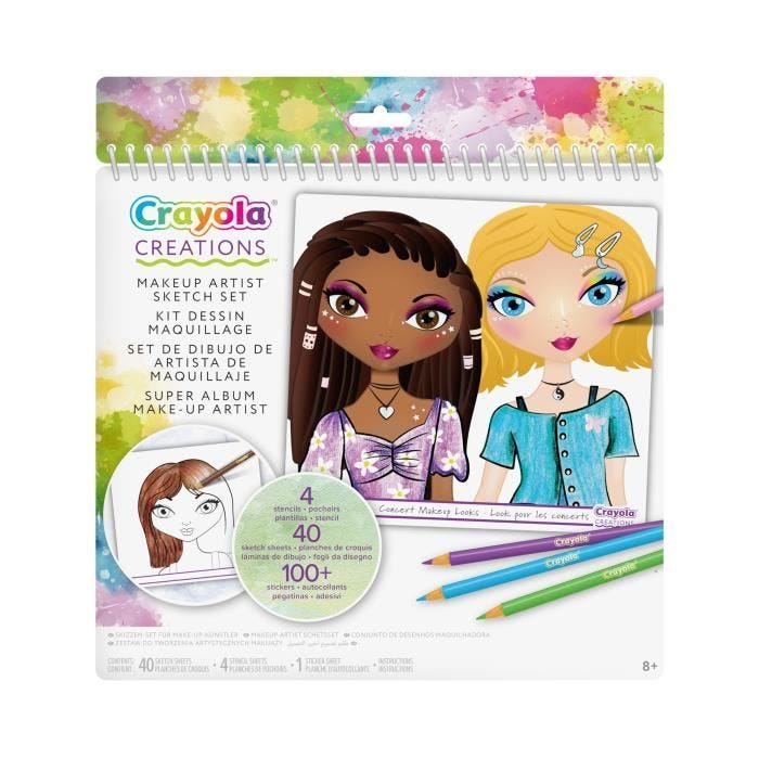 Kit de dessin et maquillage - CRAYOLA - CREATIONS - Avec pochoirs et autocollants - À partir de 8 ans