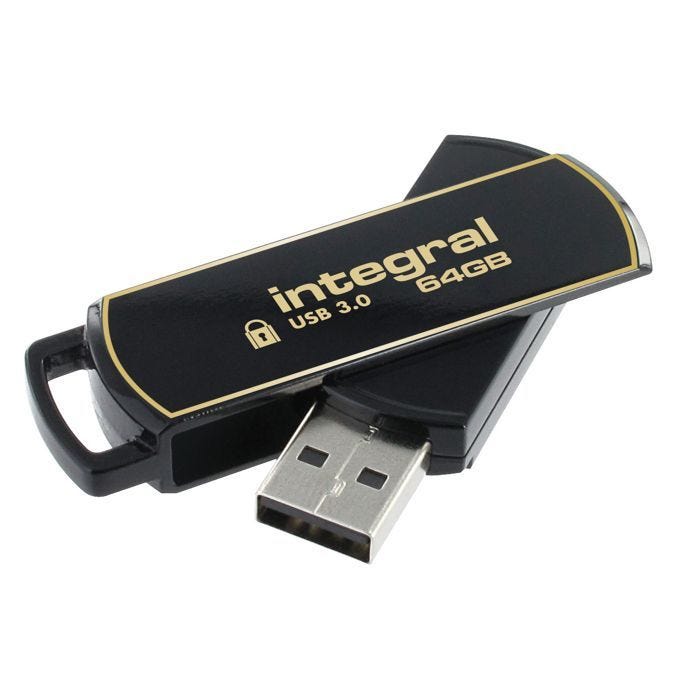 Clé USB Integral Secure 360 - 64 Go - USB 3.0 - Noir élégant