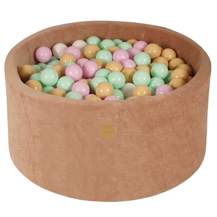 MeowBaby® Beige Piscine à Balles Ronde 90x40cm, balles: Rose Pastel/menthe/Blanc/Beige